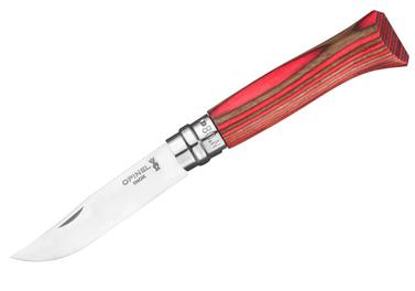 Nóż Opinel Laminated Red Natural NO. 08 stal nierdzewna
